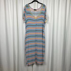 Lane Bryant White Multi Color Stripe Maxi Dress Sz.18/20W